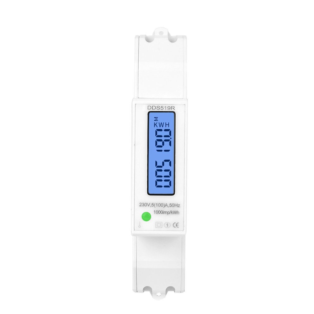 DDS519R LCD Mudbus 18mm Mini Digital Power Meter Single Phase Watt Meter DIN Rail With Backlight AC 5-100A 230V