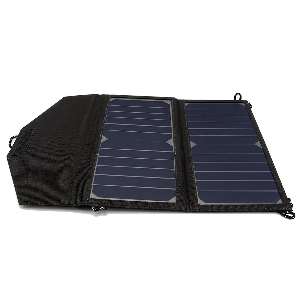 Zwart 14W Draagbare Sunpower Zonnelader Panel Waterbestendig Opvouwbare Tas