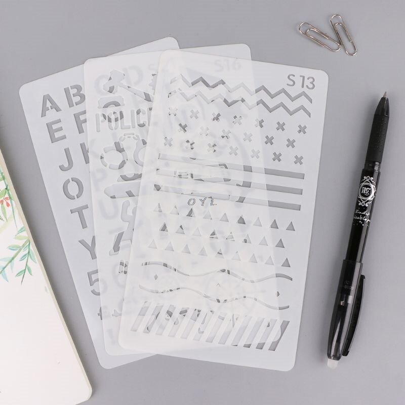 24 blätter Zeichnung Vorlage Schablonen Tagebuch Notizbuch Tagebuch Scrapbooking Hohl DIY Schreibwaren Schule Bürobedarf
