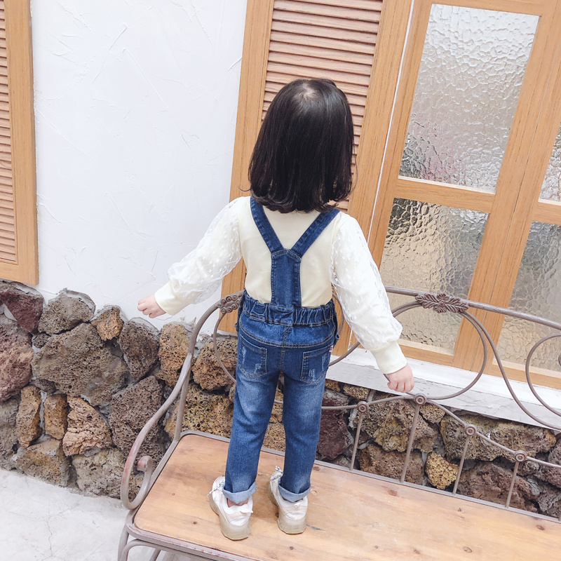 Combinaison en jean pour enfants, nouvelle , salopette pour enfants, en motifs de cœur, pantalons pour garçons et filles