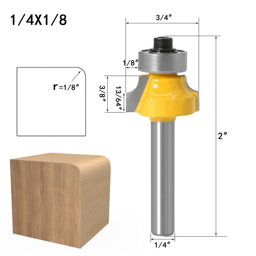 1pc 1/4 shank Corner Round Over Router Bit with Bearing for Wood Woodworking Tool Tungsten Carbide Milling Cutter: 6.35XR3.17