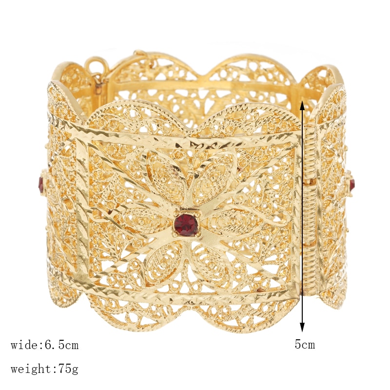 Złota ślubna bransoletka z kryształu górskiego bransoletka mankietowa dama opaska czeski etniczny prezent świąteczny biżuteria