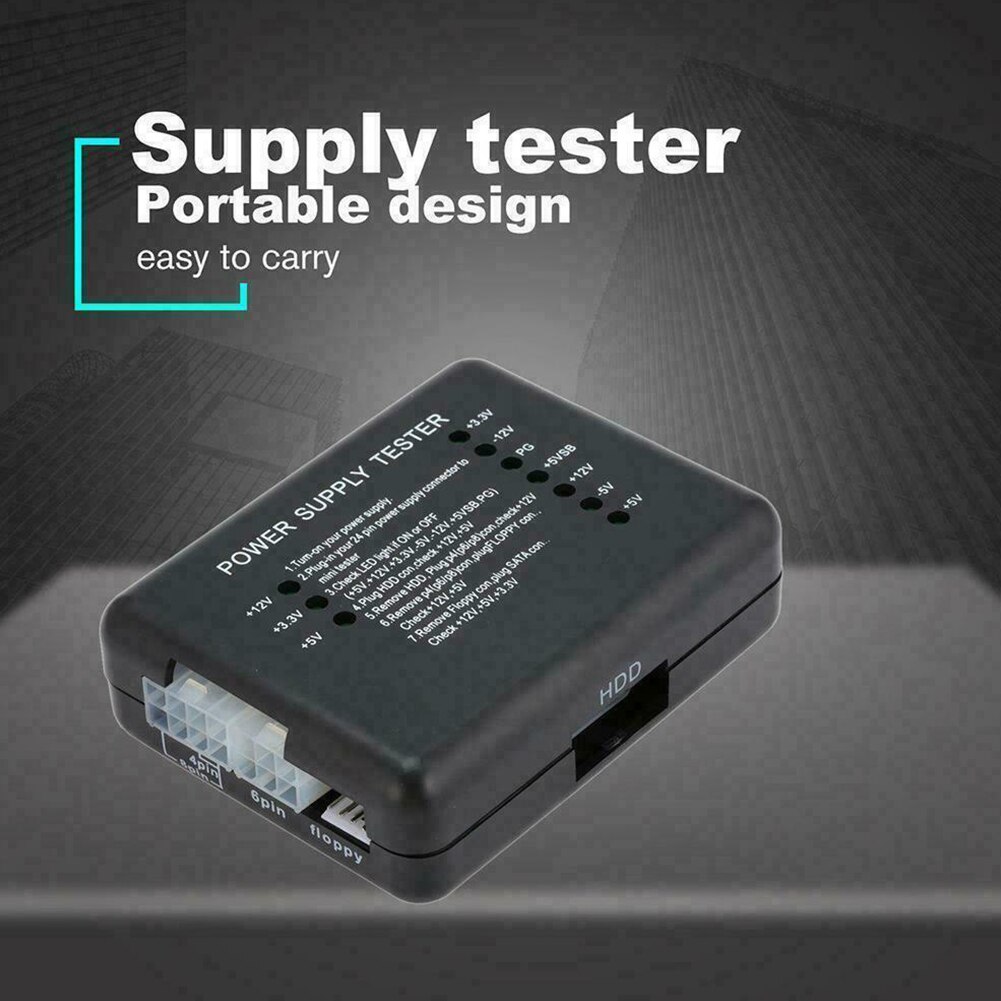 Meter Check Led Power Supply Tester Mini 12V 5V 3.3V 20/24 Pin Accurate SATA HDD Fault Detection Measuring PC Computer PSU ATX