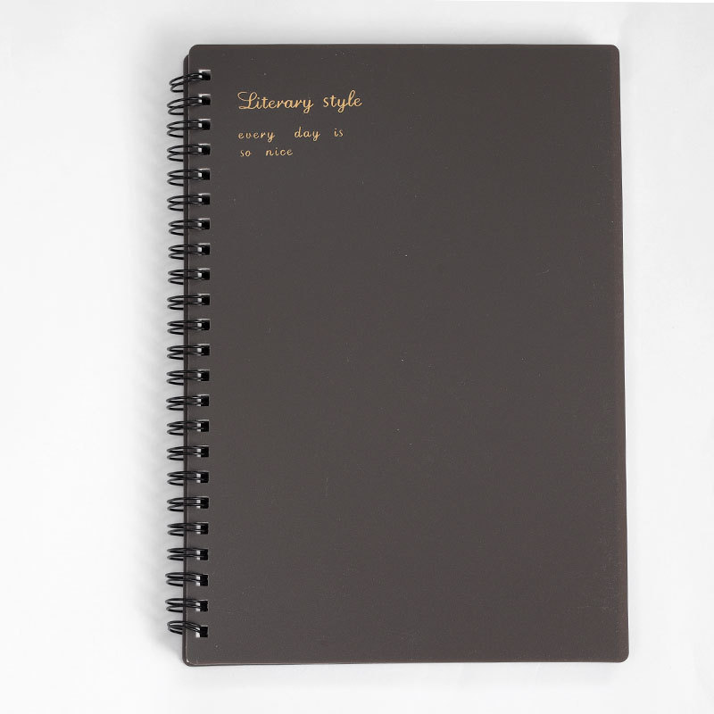 A5 B5 Coil this student horizontal line grid literary notebook retro rollover spiral simple coil this office stationery: BLACK / B5