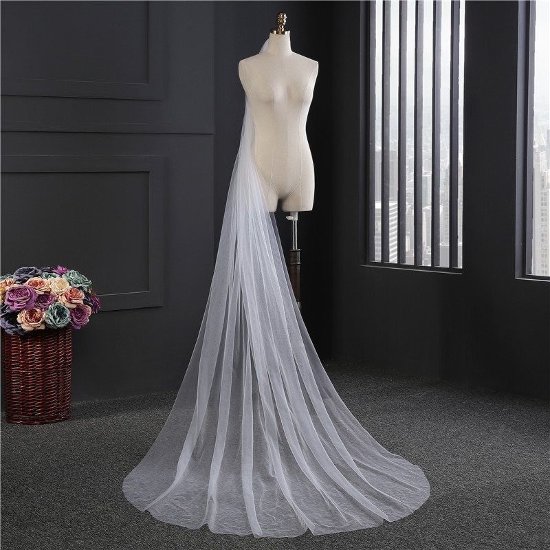 Simples uma camada capela comprimento véus de noiva tule macio branco marfim 3m * 1.5m véu de casamento com pente mais barato acessórios de noiva