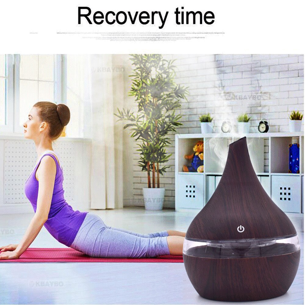 Portable Home Office Wood Diffuser Air Aroma Essential Oil Diffuser LED Aroma Aromatherapy Vase Humidifier Reed Diffuser: Brown 