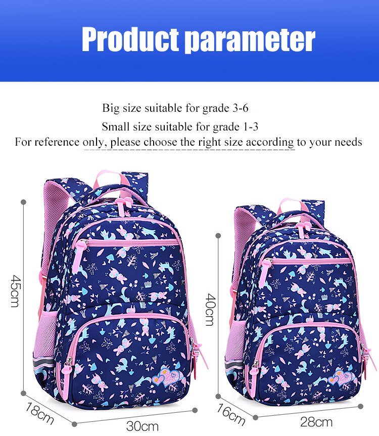 Sacs d'école primaire pour filles, sac à dos mignon, confortables, sacoche pour livres imperméables avec large bande d'épaule