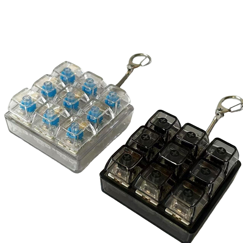 4/9 Keys Mechanical Keyboard Axis Tester LED Keyboard Key Toy Stress Relief DIY Fidget Button Keycap Fidget Keychain Toys