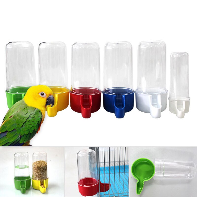 Plastic Automatic Bird Pet Feeder Food Water Bottle Feeder Storage Parrot Cage Drink Container Fruit basket Canary 50/200ml