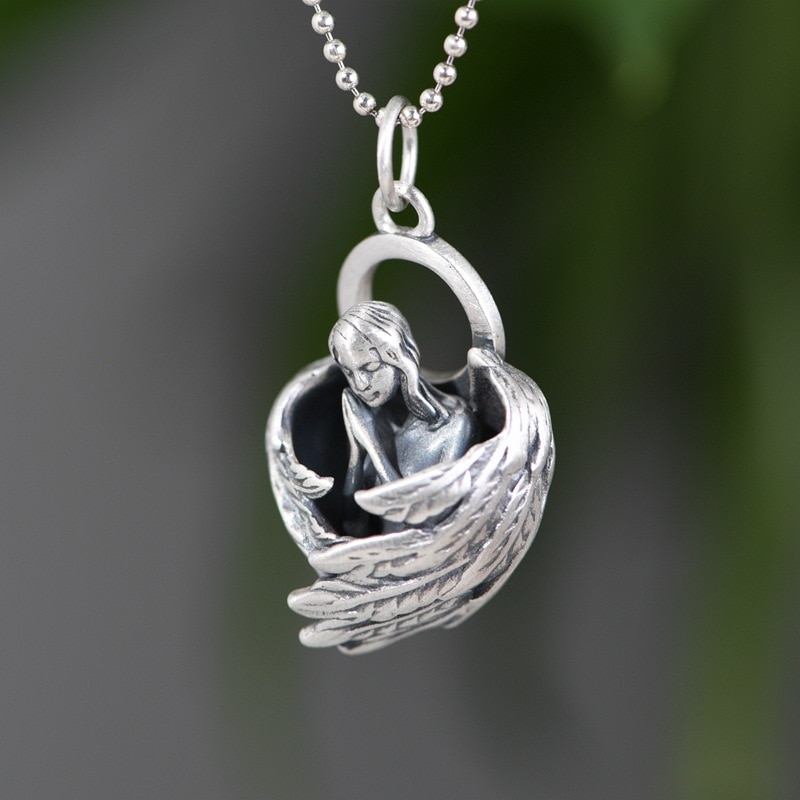 Balmora ægte 100% 925 rent sølv engel vinge vedhæng til kvinder mænd hængende vedhæng thai sølv smykker dekoration uden kæde