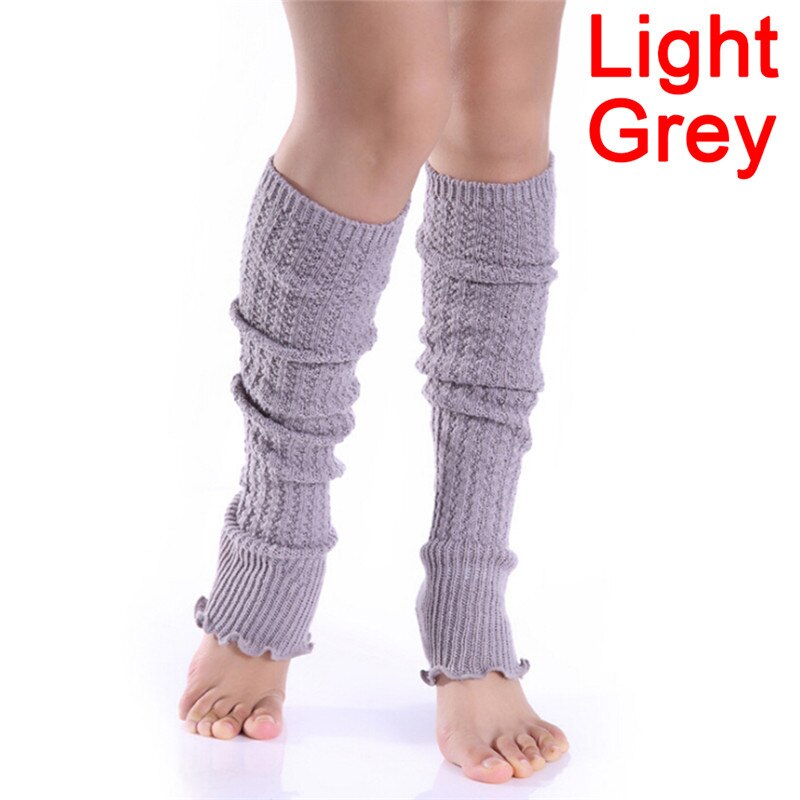 Jambières d'hiver longues pour femmes et filles, tricot, Leggings, bas, chaussettes: Light Grey