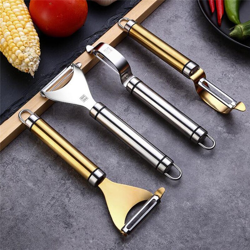 De acero inoxidable pelador de patatas zanahoria pepino cuchillo de pelar fruta raspador de peladora cepilladora de pelar de la herramienta