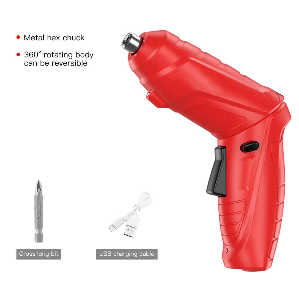 Vastar 47/16/3pcs/set Mini Electric Screwdriver USB 2-Speed Household Electric Screwdriver Drill for Door Assembly Power Tools: 3pcs red set