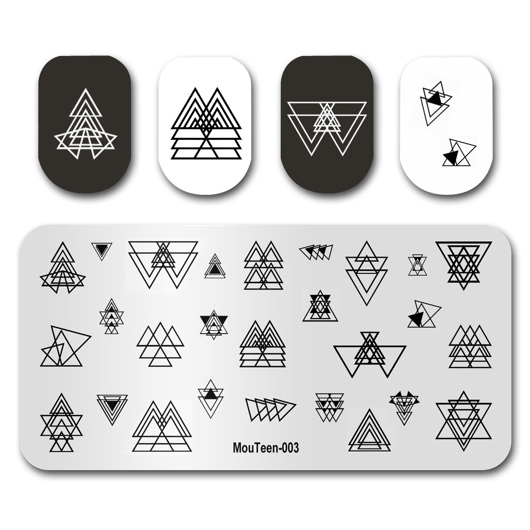 Nail art stempling mouteen 018 gotiske bogstaver magiske tal ord negle stempling plader manicure sæt til neglestempling: Mouteen 003