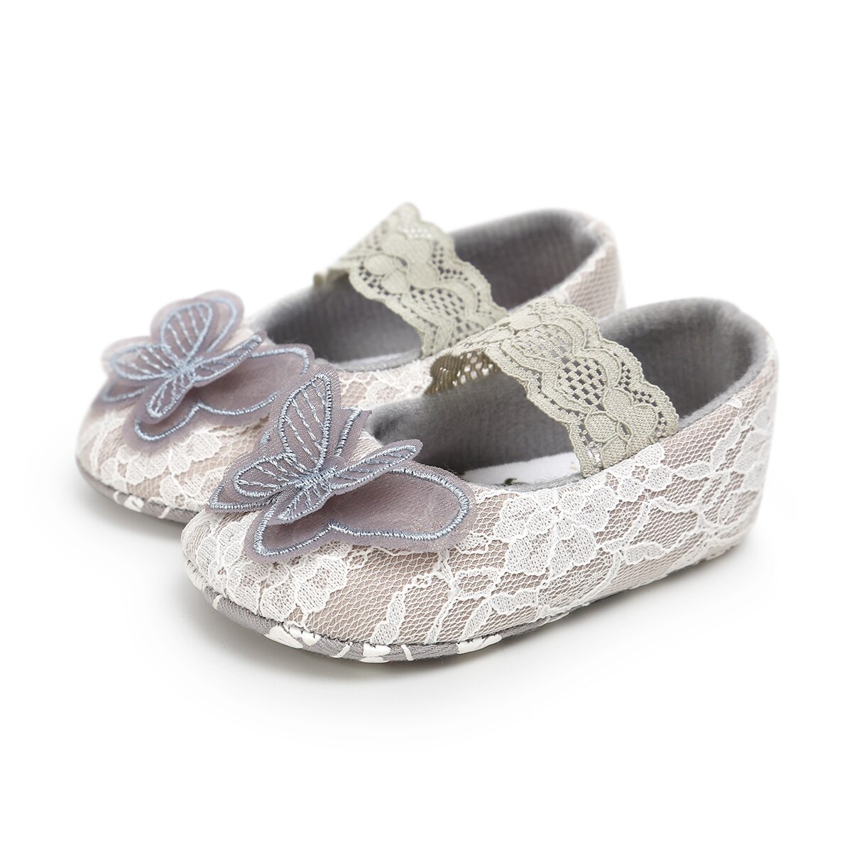 Vlinder babymeisjes prinsessenjurk schoenen zachte zool schattige vlinder wieg schoenen antislip peuter eerste loopschoenen: B / 1