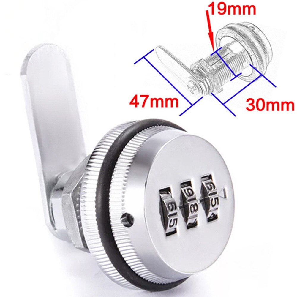 Combination Cabinet Lock 3-digit Password Key Less Drawer Locks Security Home Cam Lock Zinc Alloy Door Hardware for Mailbox: Silver