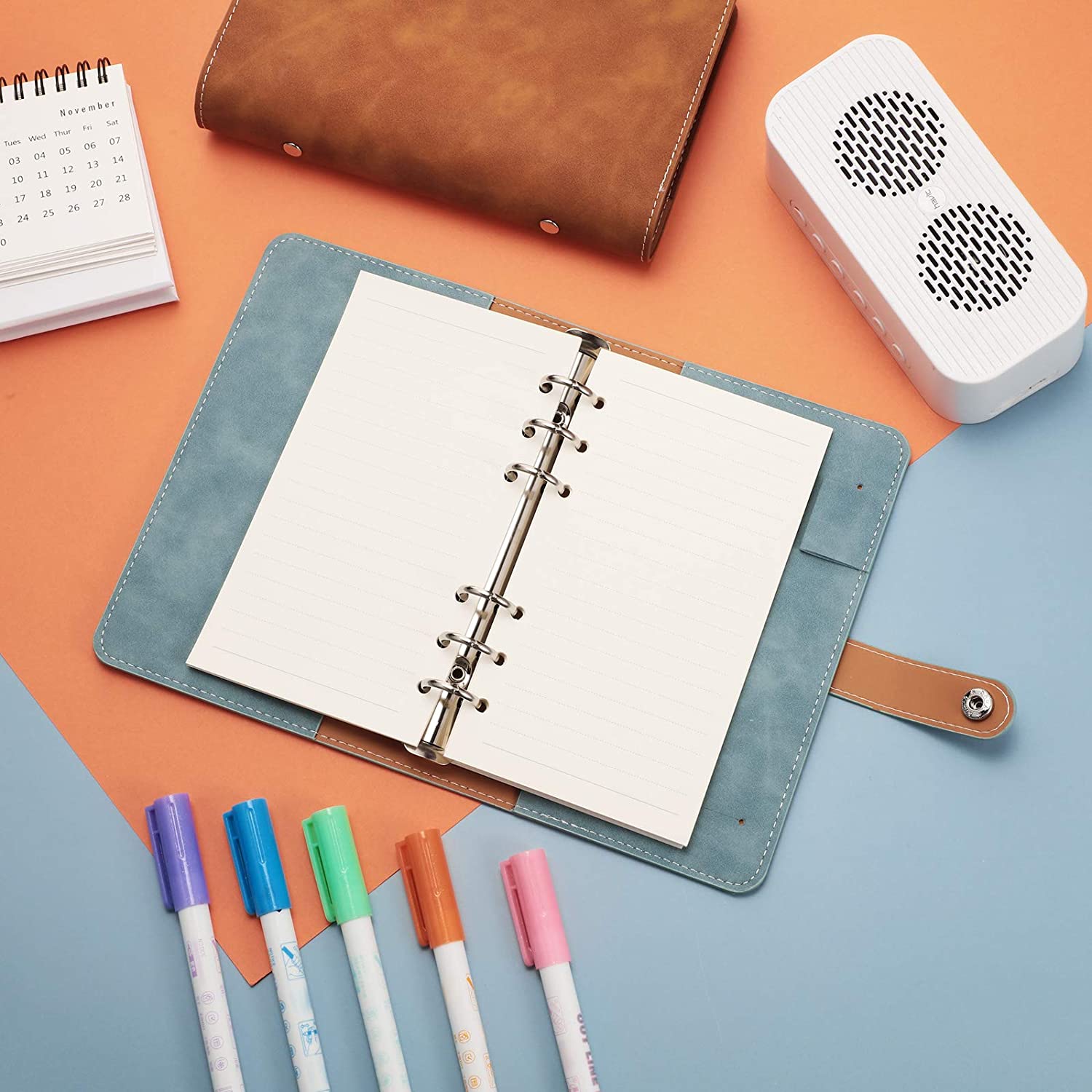 2 Stuks A6 Pu Lederen Notebook Bindmiddel, hervulbare Journal Bindmiddel Cover Persoonlijke Planner Losbladige Map Voor A6 Filler Papier