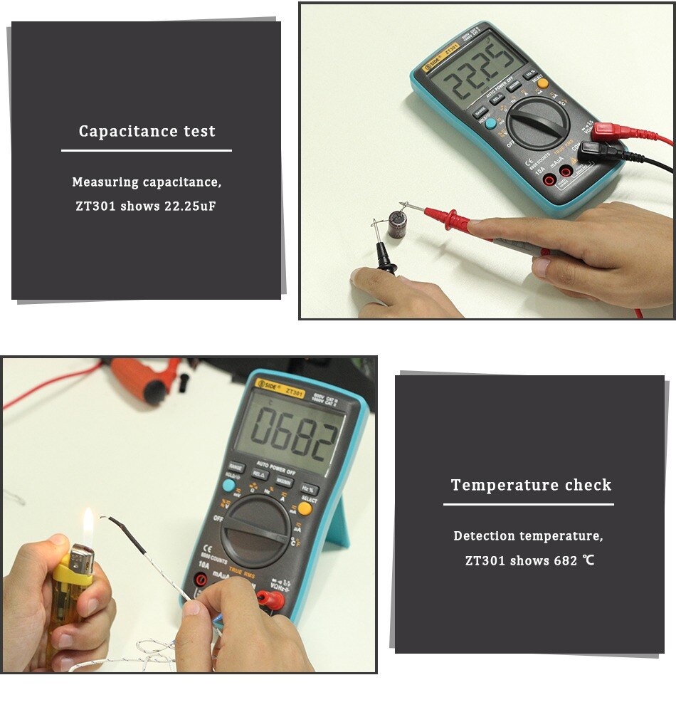 Car Digital Multimeter 8000 High Precision True RMS Auto Range Ammeter Voltmeter Smart Capacitor Temperature NCV Ohm Hz Tester