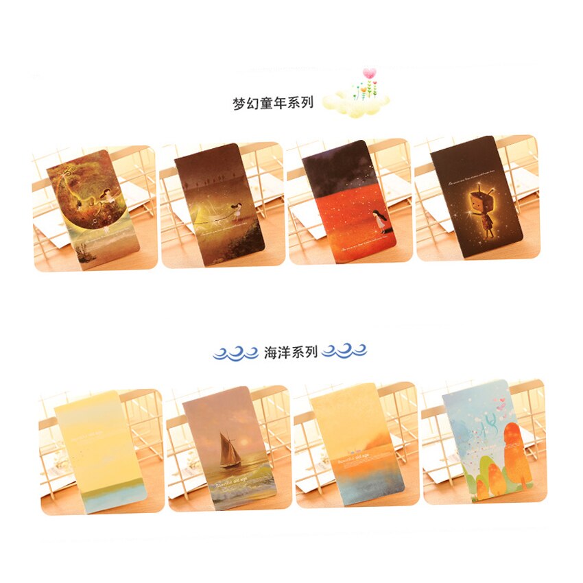 1book/lot Simple Wishing Bottle Galaxy Childhood Ocean 80K Mini Notebook Diary Pocket Notepad Graffiti Book