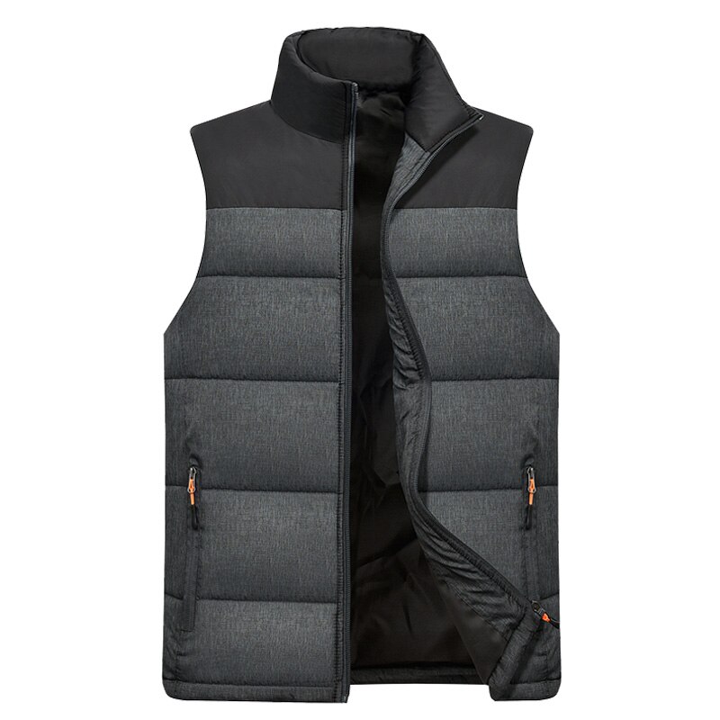 Mens Winter Mouwloze Jas Mannen Down Vest mannen Warme Dikke Hooded Jassen Mannelijke Katoen Gevoerde Werk Vest gilet Homme Vest: Dark grey / L