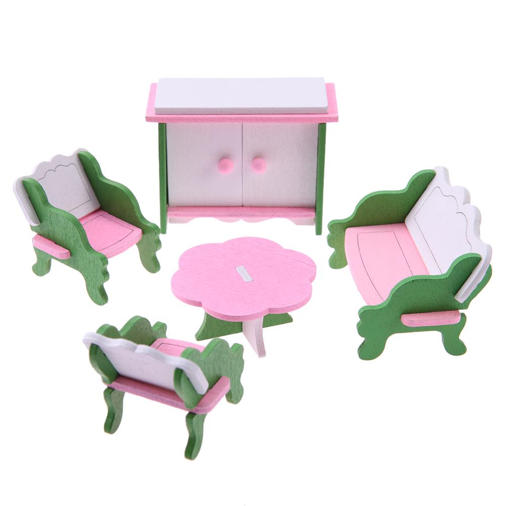 Simulation Miniature Wooden Furniture Toys Dolls Kids Baby Room Play Toy Furniture DollHouse Wood Furniture Set For Dolls: 555