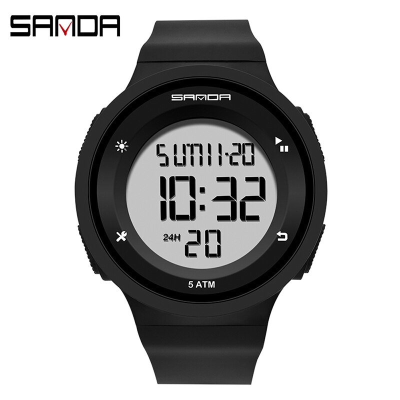 Digitale dameshorloges, jongens, meisjes, studenten, led siliconen horloge, roze, mooie digitale dameshorloges, alarm, vrouwelijke relogio: Zwart wit