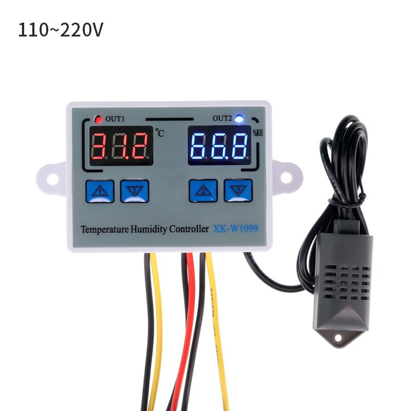 W1099 Digital Temperature Humidity Controller Egg Incubator Thermostat Humidity Controller Regulator Heating Cooling Control: C  110-220V