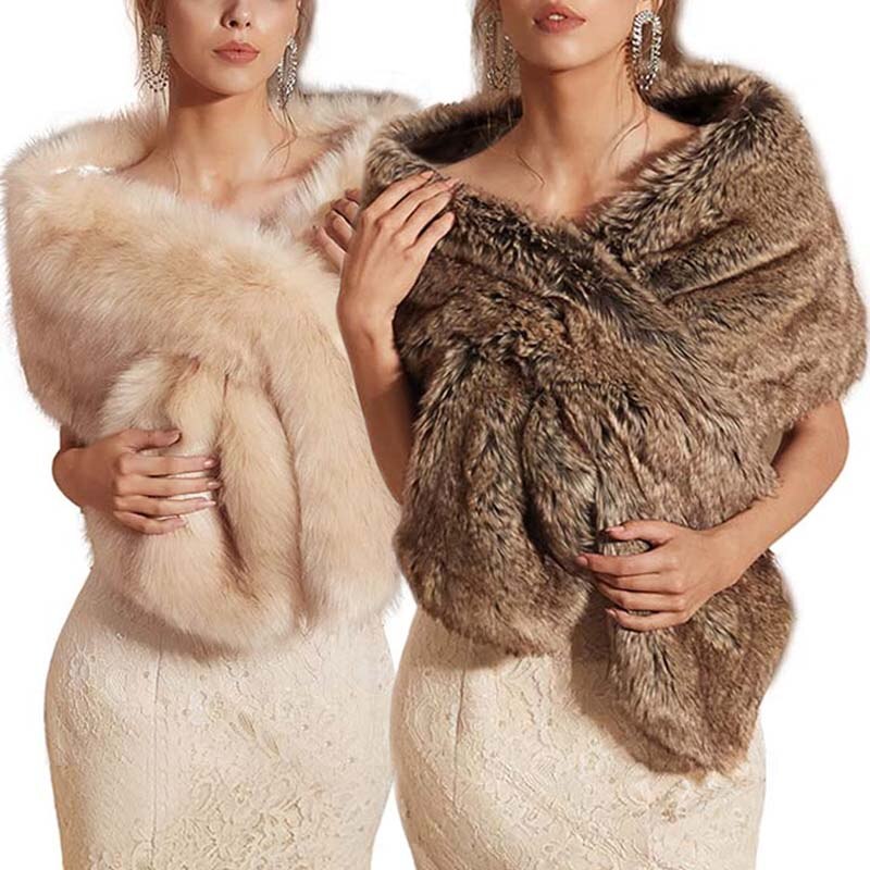 Bont Faux Winter Bolero Vrouwen Bruids Sjaal Bruiloft Cape In Voorraad Mantels Jas Jas Voor Avondfeest