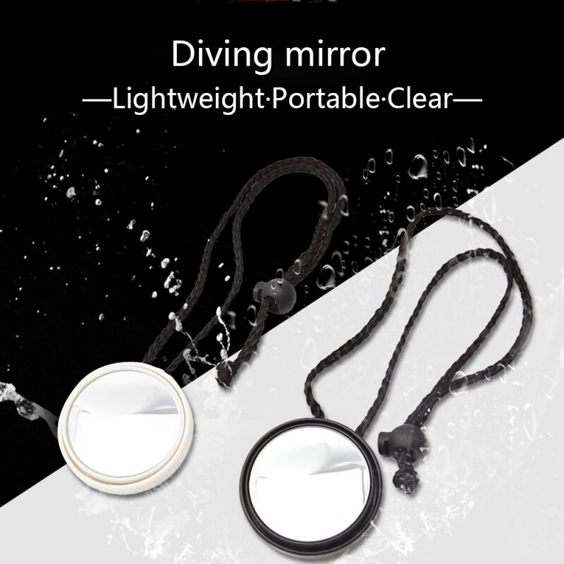 Safety Rear View Mirror Scuba Diving Diver With Lanyard BCD Gear Equipment Diving Mirror Rear View Mirror Portable Black White