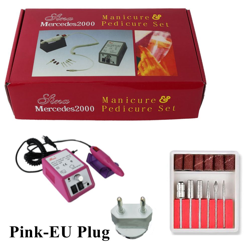 Máquina pulidora de uñas, aparato eléctrico para quitacutículas, pedicura, Mercedes 2000: pink-EU Plug-