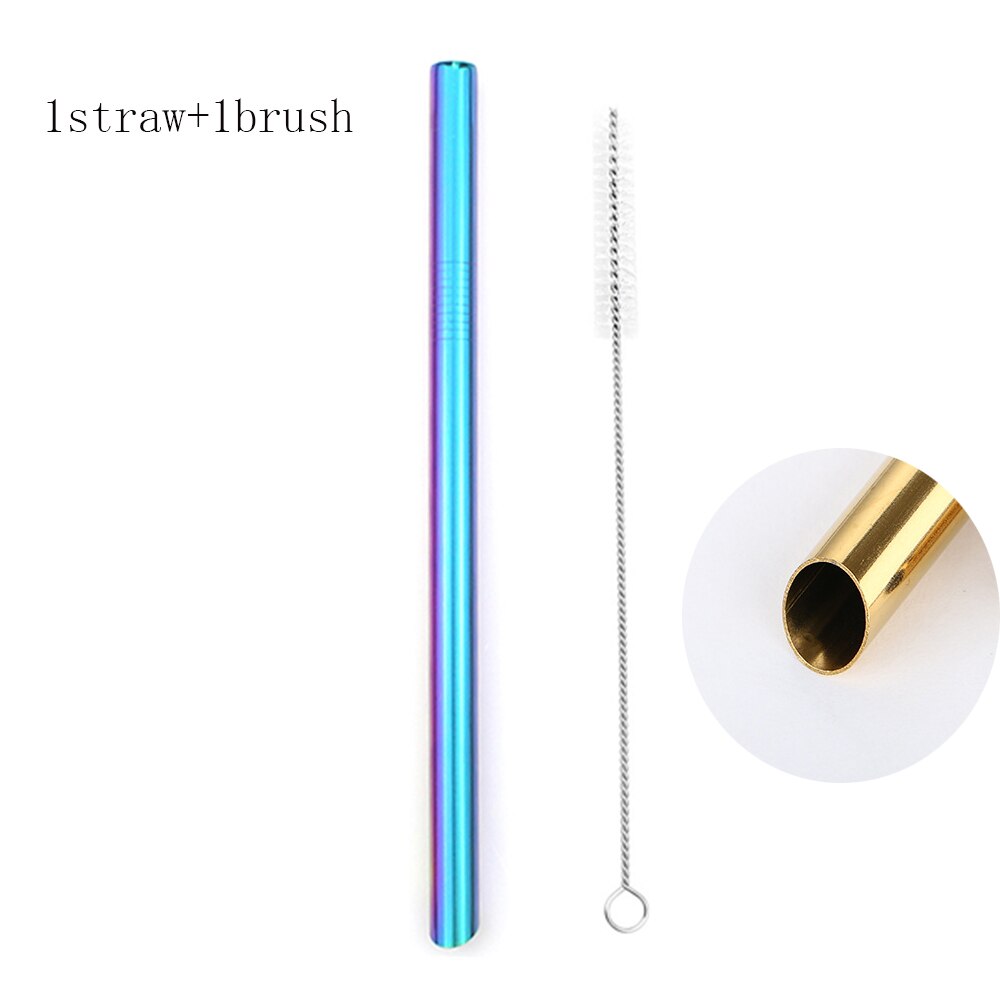 Tubuli Metall Stroh Rosa Edelstahl Stroh Wiederverwendbare Trinkhalme 12mm Smoothies Tapioka Perlen Abgeschrägte Bar Party 1Pc: Rainbow pointed