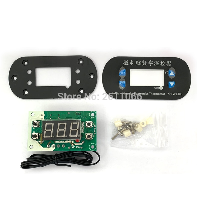 XTWH-W1308 W1308 AC 220V 12V 24V NTC10K Adjustable Digital Cool Heat Sensor Red Display Temperature Controller Thermostat Switch