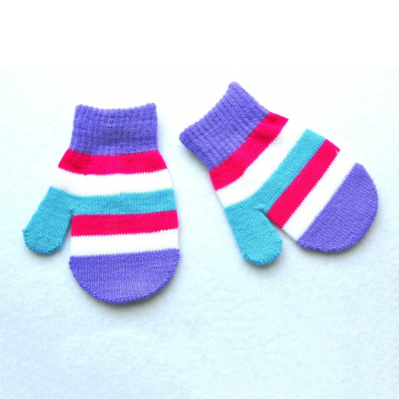 Novo Inverno Luvas de Malha Luvas Do Bebê Da Menina do Menino Bonito Doce Cor Rainbow Crianças Quentes Luvas Meninos Meninas: purple
