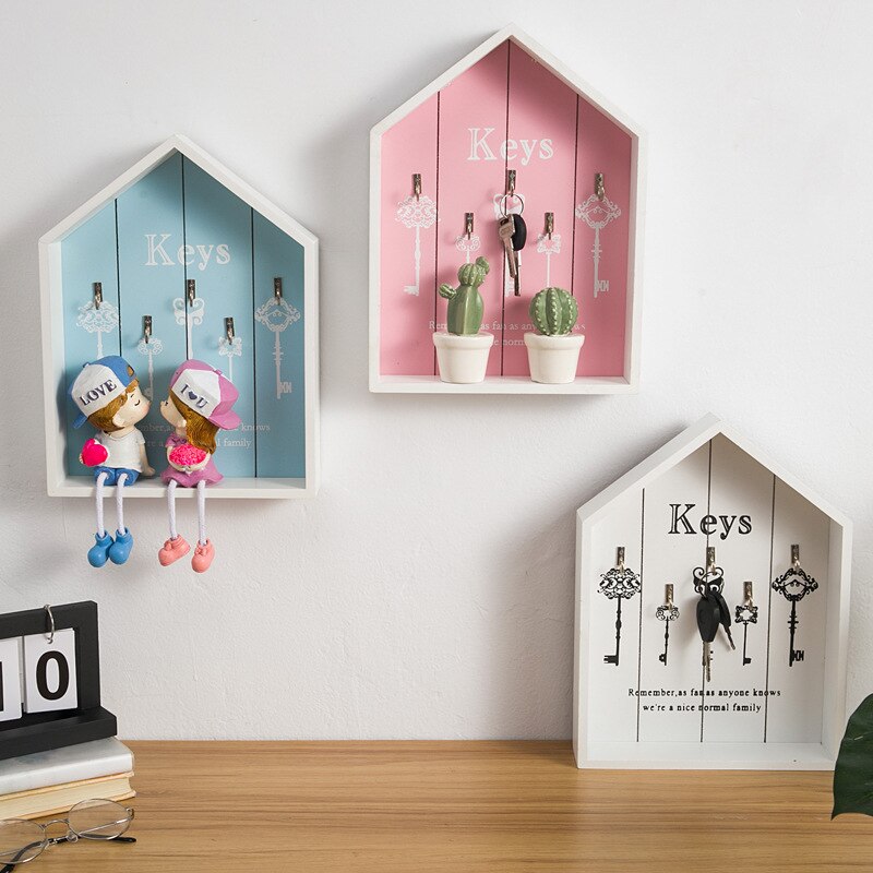 Cajas de madera de estilo nórdico para colgar llaves en la pared artículos diversos estante para organización de la sala de estar decoración de la pared del hogar