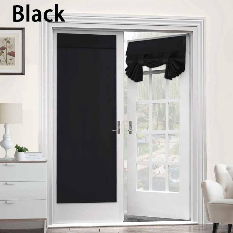 1 Panel Blackout Door Curtains Privacy French Door Curtain Shades Window Curtains Thermal Insulated 26 X 68 Inch Darkening Cur: Black