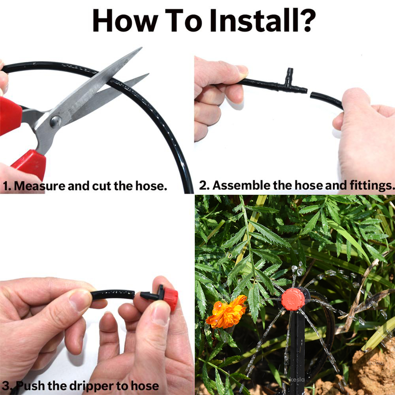 KESLA 5M-35M Micro Irrigazione a goccia Kit di Irrigazione Automatico Giardino Prato Serra Sistema di Irrigazione e Atomizzatore Gocciolatore Regolabile