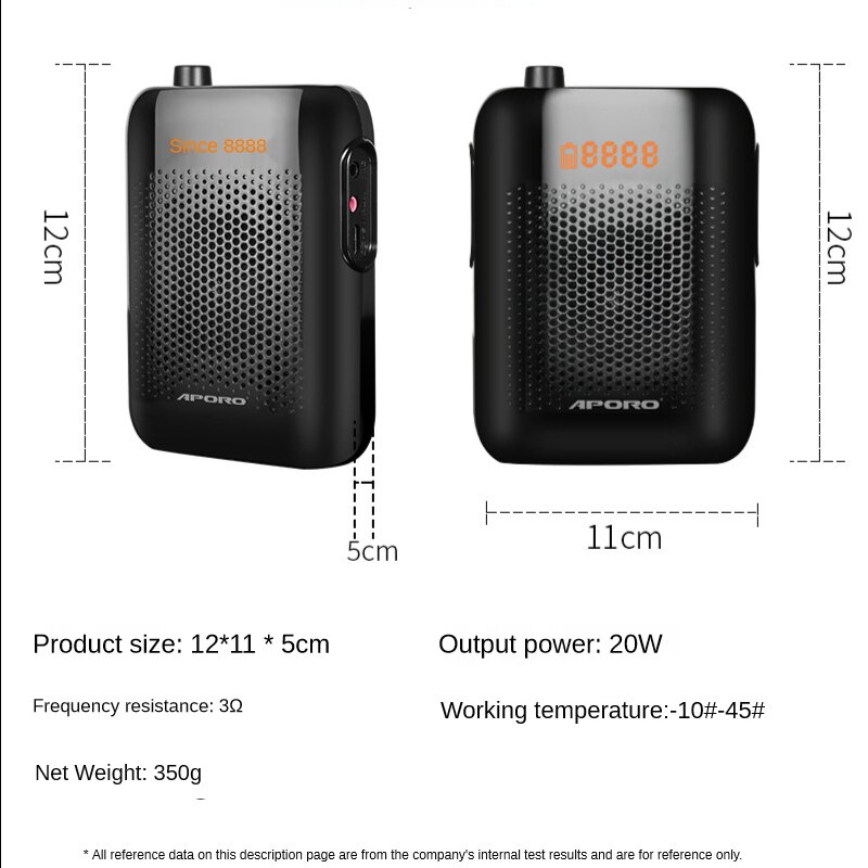 Megáfono Bluetooth portátil con cable, amplificador de voz portátil de 20W para la de enseñanza, auriculares, micrófono, altavoz, megáfono portátil