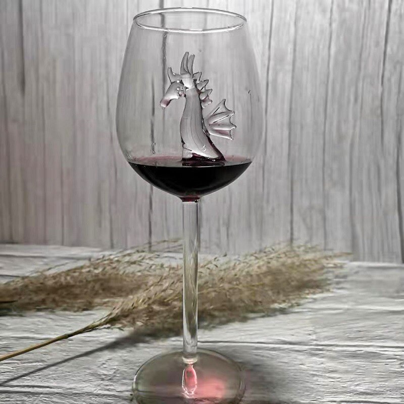 dolphin red wine goblet starfish seahorse beer glass transparent red wine glass wine glass bar counter home restaurant: Hippocampus