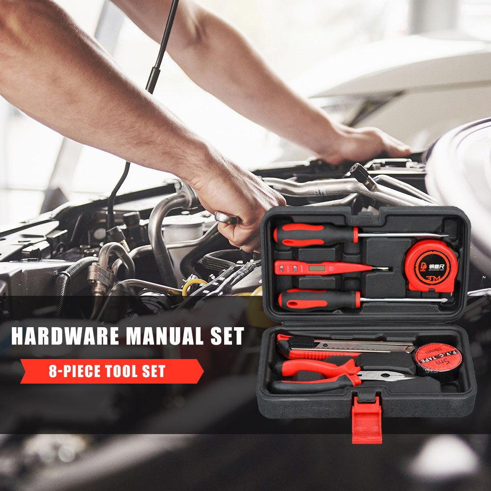 8pcs Useful Household Car Auto Repair Tool Set Combination Package Hand Tool Batch Head Ratchet Pawl Socket Spanner Wrench Box