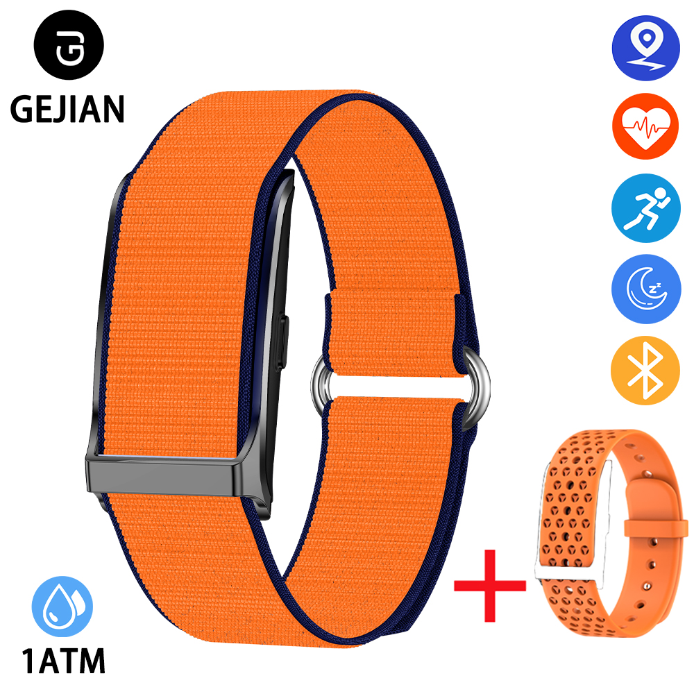 Gejian novo 5.2 conexão bluetooth sem tela freqüência cardíaca pressão arterial monitoramento do sono 1atm à prova dwaterproof água novo relógio masculino: BRANCO