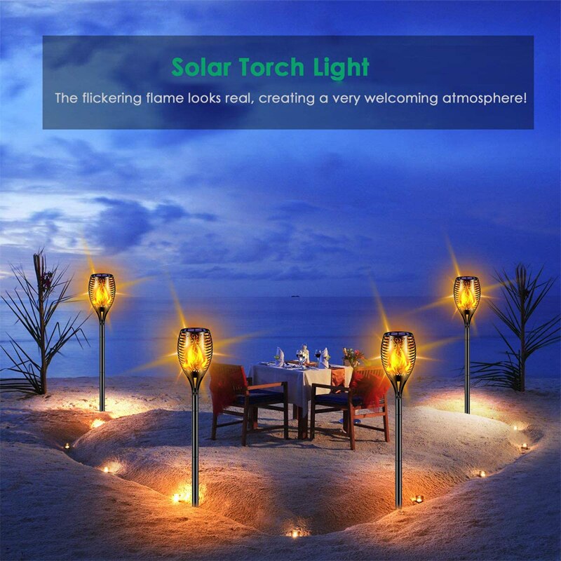 Solar Powered LED Torch Flickering Light 12/33LED Garden Decoration Lawn Lights Waterproof Yellow Blue Purple Lights