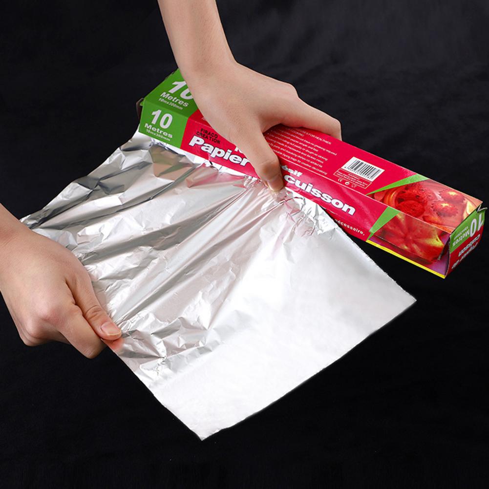 5/10M Food Grade Outdoor Bakpapier Anti-Stok Dubbelzijdige Aluminiumfolie Zaagtand Oven olie Barbecue Pad Voor Keuken