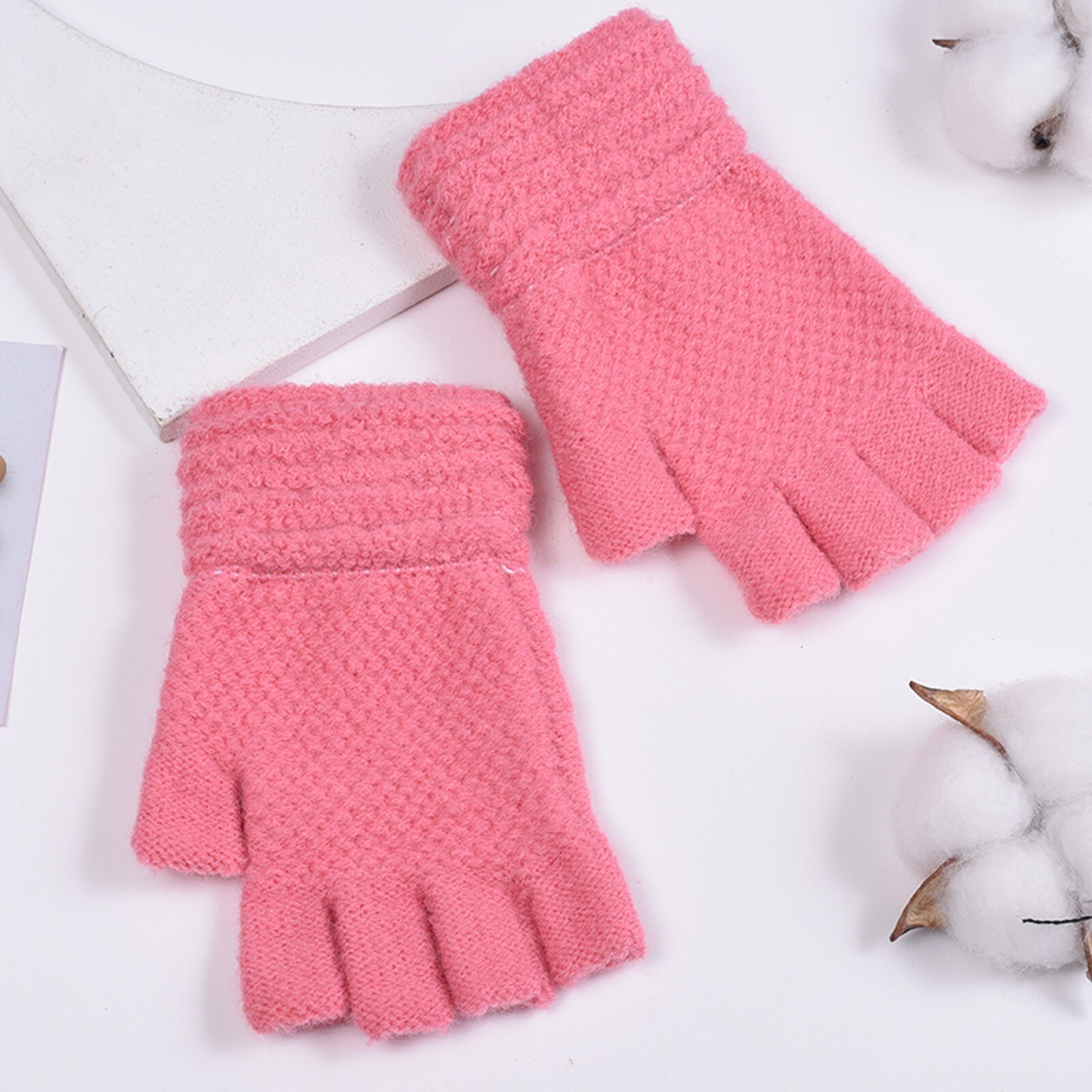 Toddler Baby Girls Boys Winter Warm Solid Knitted Flip Fingerless Mittens Gloves baby kids children winter warm Mittens Gloves: HT
