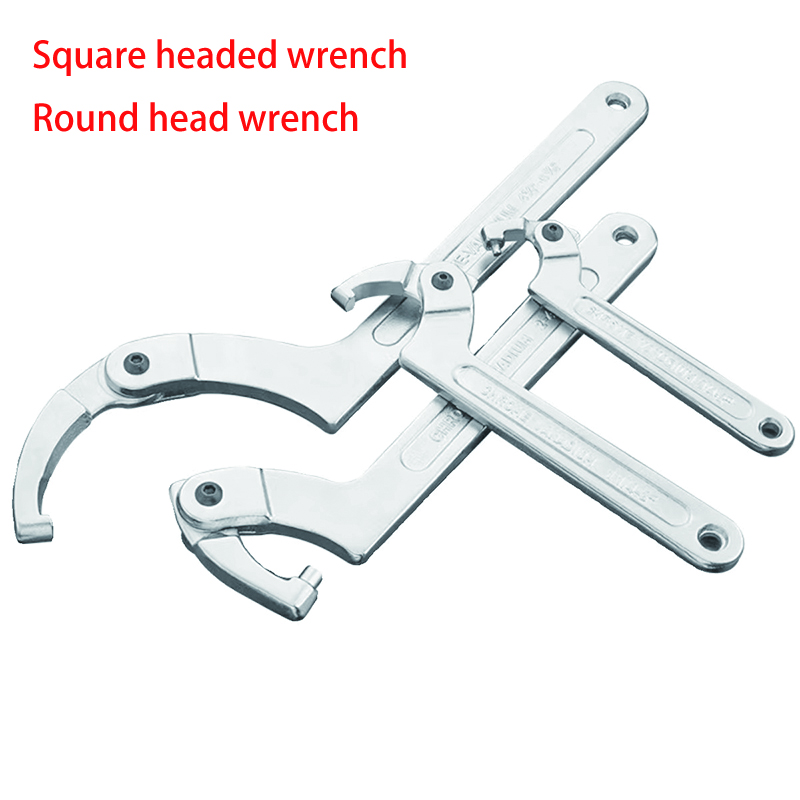 Adjustable Wrench Hook Spanner Square/Round Head CR-V Spanner For Round Bolt Maintenance Dismantling Tools 19-51/32-76/51-120mm