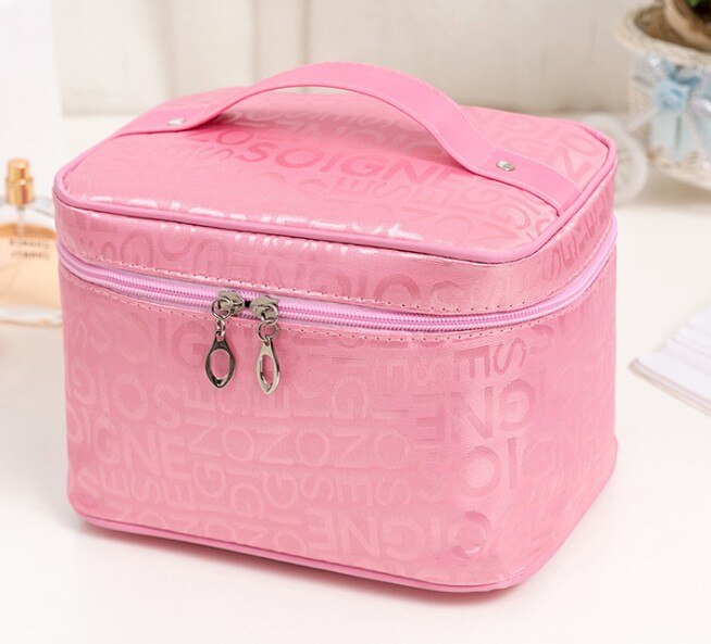 Extra Große Größe Frauen Kosmetik Tasche Brief Große kapazität multi-funktion Reise Kulturbeutel zipper schönheit Make-Up Tasche ZDH013: pink / Extra Large Size