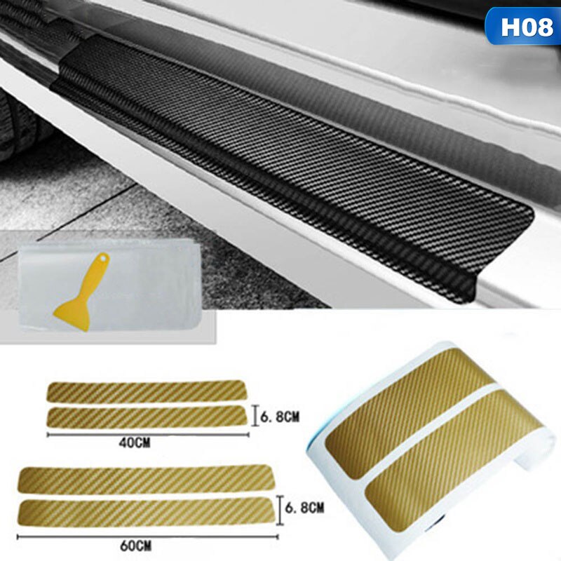 4 stuks Universele Auto Styling Sticker Carbon Fiber Instaplijsten Scuff Plaat Guards Instaplijsten Protector Auto Accessoires
