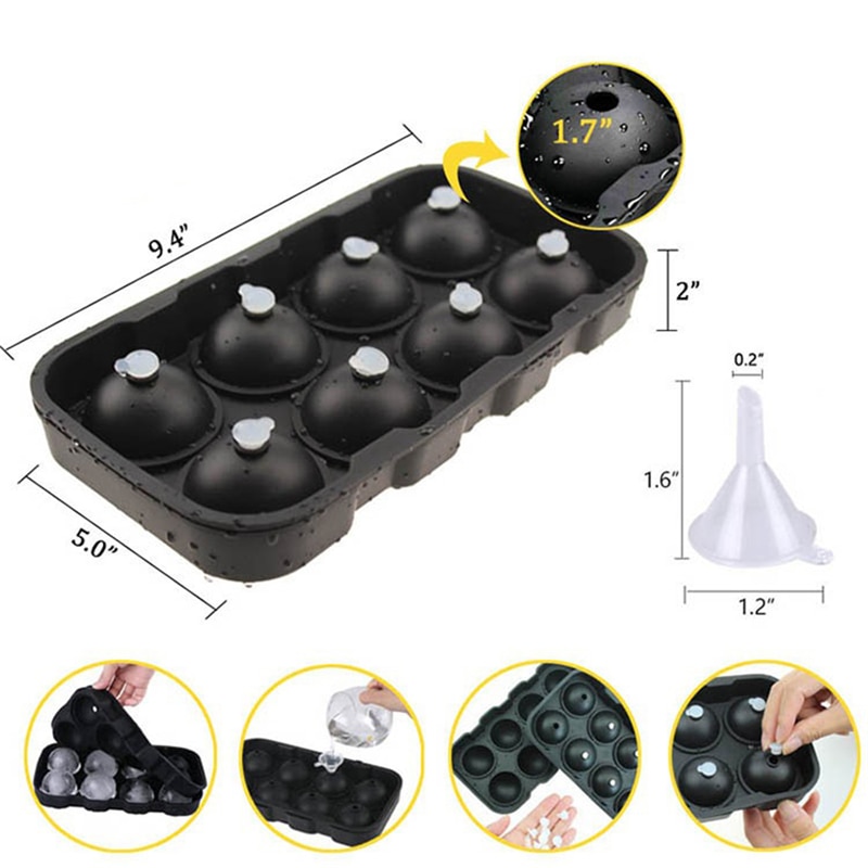 1 Pcs Black Round Silicon Ice Cube Ball Maker Tray... Grandado