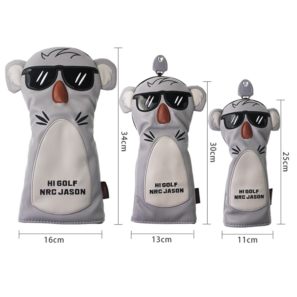 1Set Universele Golf Club Head Covers Protector Driver Hout Headcovers Set Koala