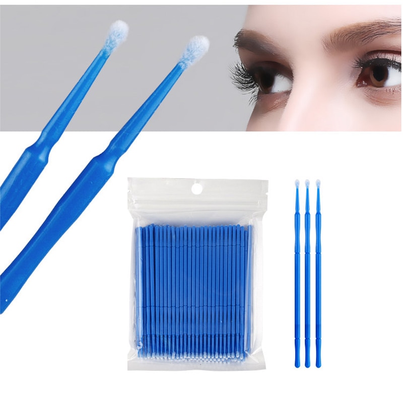 VVHUDA-Mini cepillos desechables, 100 Uds., varitas para extensiones, sin pelusa, microcepillo, punta de microfibra, aplicador de maquillaje