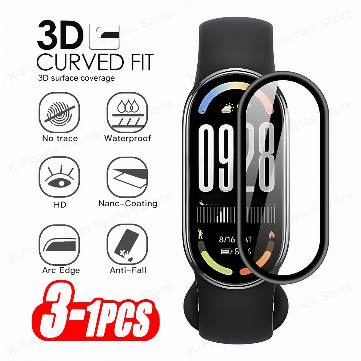Screen Protector For Xiaomi Mi Band 10 9 8 Anti-scratch Ultra-Clear TPU 3D Curved Smartwatch Film For Xiaomi 10 Band10 Not Glass